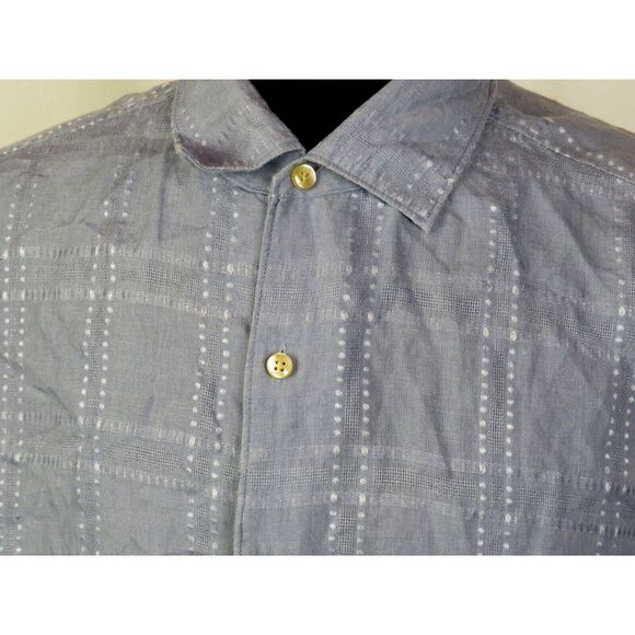 Men's Tommy Bahama Long Sleeved 10% Linen Embroidered Check Button Up Shirt XL - Picture 3 of 6